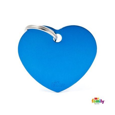 MEDAGLIETTA BASIC GRANDE CUORE BLU  +  INCISIONE