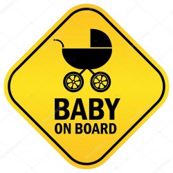 BABY ON BOARD BIMBO A BORDO 21 CM PASSEGGINO  STICKERS AUTO