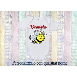 BODY BEBE' CON NOME PERSONALIZZATO CON APE REGINA