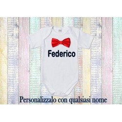 BODY BEBE' CON NOME PERSONALIZZATO + PAPILLON FIOCCHETTO