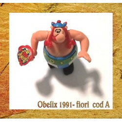 K91- 05 OBELIX CON MAZZO DI FIORI - componibile kinder senza cartina - CODA