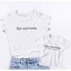 T-SHIRT MAMMA + FIGLIO/A STO NERVOSA  BIANCA/NERA