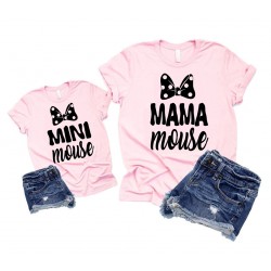 T-SHIRT SET MAMMA + FIGLIA MOUSE ROSA