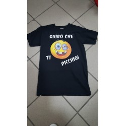 T-SHIRT GIURO CHE TI PICCHIO NERA TAGLIA S UOMO SMILE