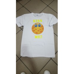 T-SHIRT KISS ME TAGLIA L UOMO SMILE BIANCA