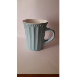 TAZZA LATTE CAPPUCCINO IN CERAMICA CELESTE + CUCCHIAINO