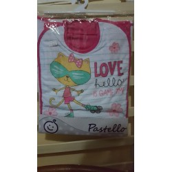 set SCUOLA ASILO  TOVAGLIETTA+ BAVAGLINO+SACCA ROSA PER BAMBINA FUXIA