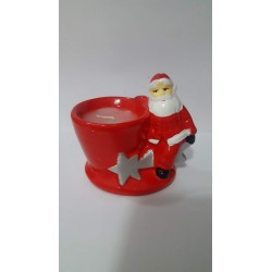 PORTACANDELA DI NATALE CERAMICA  DECORAZIONE CASA 10 CM H