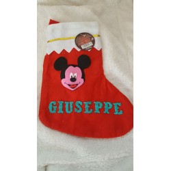 CALZA DELLA BEFANA GIUSEPPE IN FELTRO 33 CM VUOTA CON TOPOLINO