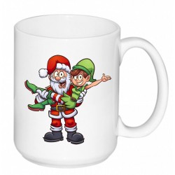 TAZZA CERAMICA MUG NATALE BABBO NATALE E ELFO