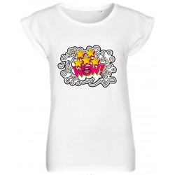 T-SHIRT POP ART WOW COLOR BIANCO