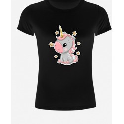 T-SHIRT DONNA UNICORNO  COLOR NERO