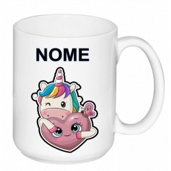 TAZZA CERAMICA MUG  UNICORNO CON CUORE  + NOME