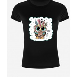 T-SHIRT DONNA GUFO INDIANO  NERA