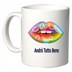 TAZZA CERAMICA ANDRA' TUTTO BENE ARCOBALENO