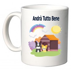 TAZZA CERAMICA ANDRA' TUTTO BENE ARCOBALENO DOG