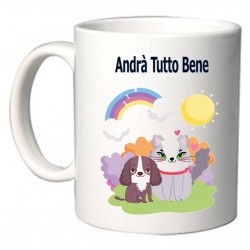 TAZZA CERAMICA ANDRA' TUTTO BENE ARCOBALENO