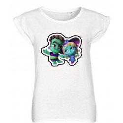 T-SHIRT PICCOLI MOSTRICIATTOLI SUPER MONSTERS PER BAMBINI BIANCA E NERA