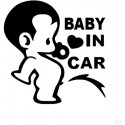 ADESIVI STICKERS BEBE' A BORDO BABY IN CAR AUTO MOTO COLOR NERO IN PVC 10 X 10 CM