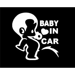 ADESIVI STICKERS BEBE' A BORDO BABY IN CAR AUTO MOTO COLOR BIANCO IN PVC 10 X 10 CM