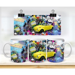 TAZZA MUG ARTIST BAKY MAGGIOLONE GIALLO AUTOMOBILE POP ART