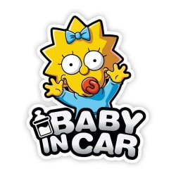 ADESIVO SIMPSON MEGGIE BABY IN CAR 8 X11,5 CM PER AUTO IN VINILE