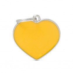 MEDAGLIETTA BASIC CUORE PICCOLO GIALLO HANDMADE +  INCISIONE