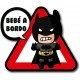 ADESIVO BEBE' A BORDO TRIANGOLO BATMAN  9 X 9 CM PER AUTO IN VINILE