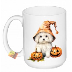 TAZZA MUG DI HALLOWEEN CANE MALTESE ZUCCA