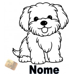 ADESIVO STICKERS CANE MALTESE + NOME  CUCCIOLO 15 X 12 CM AUTO MOTO IN PVC