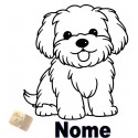 ADESIVO STICKERS CANE MALTESE  + NOME 15 X 12 CM AUTO MOTO IN PVC