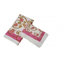 SET ASCIUGAMANI ROSA VISO + OSPITE 100% COTON NOVEL MAISON E