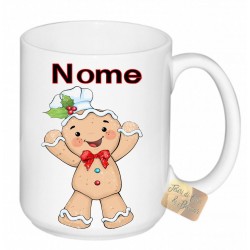 TAZZA CERAMICA MUG NATALE OMINO PAN DI ZENZERO  + NOME PERSONALIZZATO