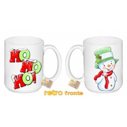 TAZZA CERAMICA MUG NATALE HO HO HO + PUPAZZO DI NEVE 