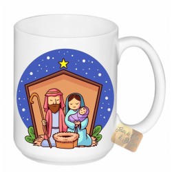 TAZZA CERAMICA MUG NATALE PRESEPE SACRA FAMIGLIA