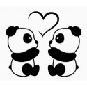 ADESIVI STICKERS PANDA AMORE AUTO MOTO COLOR NERO IN PVC 13X12 CM