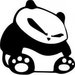 ADESIVI STICKERS PANDA SEDUTO AUTO MOTO COLOR NERO IN PVC 8 X 8 CM