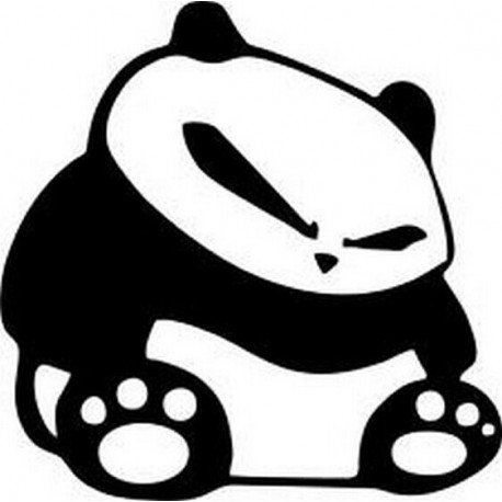 ADESIVI STICKERS PANDA SEDUTO AUTO MOTO COLOR NERO IN PVC 8 X 8 CM