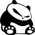 ADESIVI STICKERS PANDA SEDUTO AUTO MOTO COLOR NERO IN PVC 8 X 8 CM