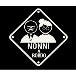 ADESIVI STICKERS NONNI A BORDO 12 X 12 CM  AUTO MOTO COLOR BIANCO IN PVC