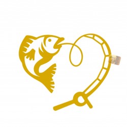 ADESIVI STICKERS PESCE CANNA DA PESCA 12 X 14CM PVC ORO