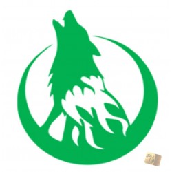 ADESIVI STICKERS LUPO CHE ULULA 12X14 CM AUTO MOTO COLOR VERDE  IN  PVC