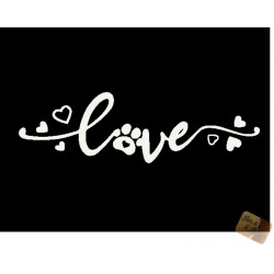 ADESIVI STICKERS LOVE 10 X 4 CM  AUTO MOTO BIANCO IN  PVC