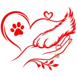 ADESIVI STICKERS CANE ZAMPA CON CUORE 18 X 15 CM  AUTO MOTO  IN  PVC