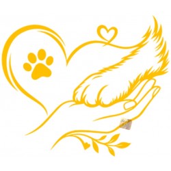 ADESIVI STICKERS CANE ZAMPA CON CUORE 18 X 15 CM  AUTO MOTO ROSSO IN  PVC