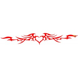 ADESIVI STICKERS CUORE TRIBALE  30X5CM  AUTO MOTO ROSSO IN  PVC