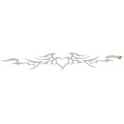 ADESIVI STICKERS CUORE TRIBALE  30X5CM  AUTO MOTO ARGENTO IN  PVC