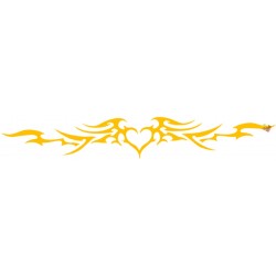 ADESIVI STICKERS CUORE TRIBALE  30X5CM  AUTO MOTO GIALLO IN  PVC