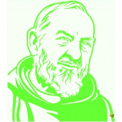 Adesivo VERDE FLUO AUTO CASA PADRE PIO 22X16 CM IN PVC VINILE PRESPAZZIATO