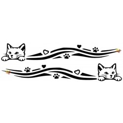 ADESIVI STICKERS STRISCE gatto12 CM 2 PZ AUTO MOTO COLOR NERO IN  PVC